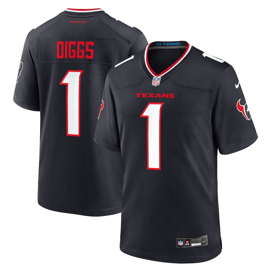 Men Houston Texans 1 Stefon Diggs Nike Navy Game NFL Jersey